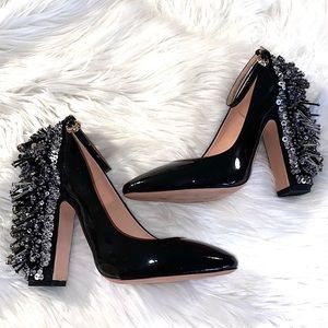 Rochas beaded embellished leather pumps size 37 mary jane style handmade